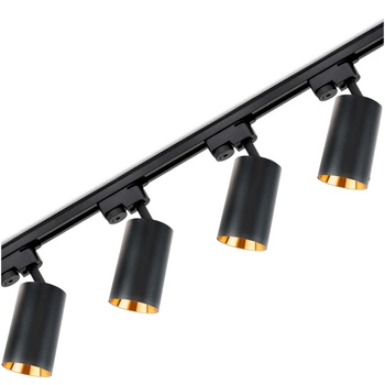 Sada zbernicového osvetlenia 2 m + 4x SAGI GU10 čierno-zlatý reflektor LUMILED Busbar