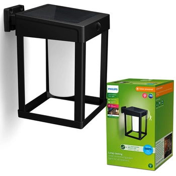 Záhradná nástenná lampa Solárna vonkajšia fasádna LED 1,4 W 250 lm 3000K so senzorom pohybu a súmraku čierna Camill Ultra Efficient Philips