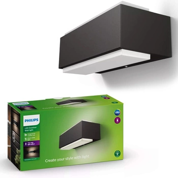 Záhradné nástenné svietidlo Vonkajšia fasádna LED lampa 9W 1000lm 2700K IP44 Anthracite Stratosphere Philips