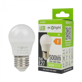 LED žiarovka P45 E27 5W 450lm 3000K teplá biela Ecolight