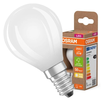 LED žiarovka P45 guľka E14 1,2W = 25W 255lm 2700K teplá biela 330° 213lm/W CLASSIC ENERGY EFFICIENCY Osram