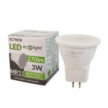 LED reflektorová žiarovka MR11 3W 270lm 3000K teplá biela 12V Ecolight