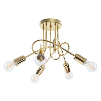 Sufit Lamp Surface-mounted Hanging 5x E27 Luster Irregular Gold Gloss Industrial Full Sollux