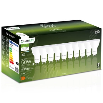 10x LED GU10 reflektor PAR16 6W = 50W 580lm 4000K neutrálna biela 120° LUMILED