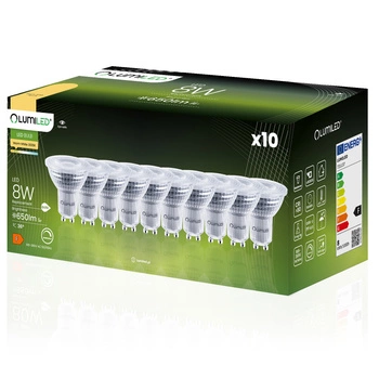 10x LED GU10 reflektor PAR16 8W = 80W 650lm 3000K teplý 36° stmívatelný LUMILED