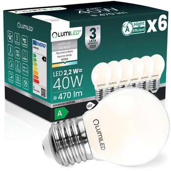 6x LED žiarovka E27 Ball P45 2,2W 470lm = 40W 4000K Neutrana 360° Filament CLASS A LUMILED