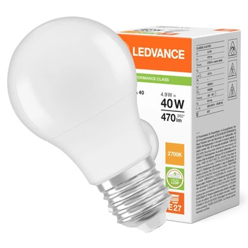 LED žiarovka E27 A60 4,9W = 40W 470lm 2700K teplá biela 180° Ledvance