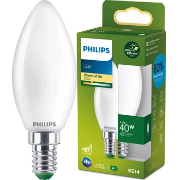 LED žiarovka E14 sviečka B35 2,3W = 40W 485lm 210lm/W 2700K teplá biela 300° CLASS A UltraEfficient Philips
