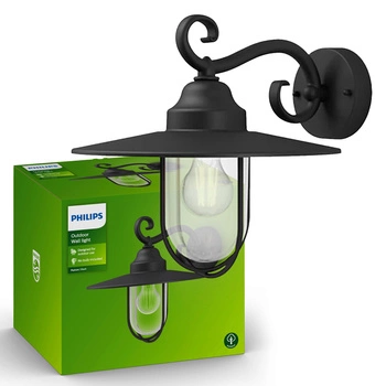 Záhradné nástenné svietidlo Vonkajšia lampa E27 IP44 Black Pasture Philips