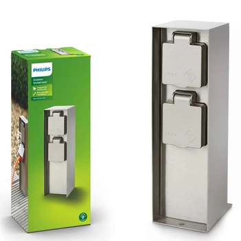 Elektrický záhradný stĺpik 23cm 2x 230V zásuvka IP44 Rock Philips