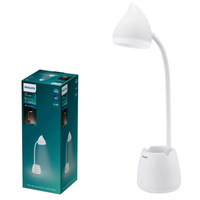 Stolná LED lampa 4,5 W 80 lm 3000-5700K CCT USBdržiakom na telefón Biely klobúk Philips
