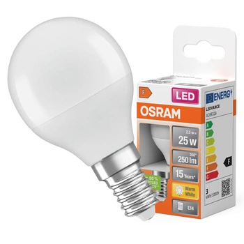 LED žiarovka P45 guľka E14 2,5W = 25W 250lm 2700K teplá biela 150° STAR CLASSIC Osram