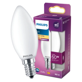 LED žiarovka E14 sviečka B35 6,5W = 60W 806lm 2700K teplá biela FILAMENT LED Classic Philips
