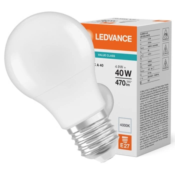 LED žiarovka E27 A60 4,9W = 40W 470lm 4000K neutrálna biela 180° Ledvance