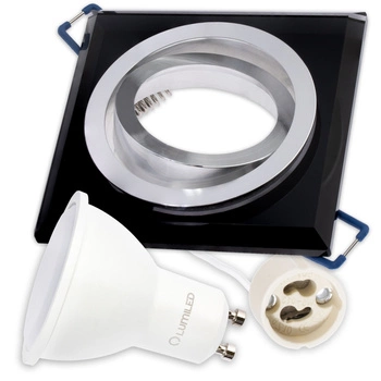 Sada GLASS ARIAN halogénová štvorcová pohyblivá čierna + GU10 LED 6W 4000K