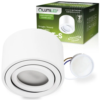 Povrchová montáž HALOGEN TUBE Spot Moving Round White 50mm + LED 5W 3000K Cartridge AMAT-S LUMILED