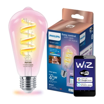 LED žiarovka E27 Edison ST64 6,3W = 40W 470lm 2200-6500K RGB + TW FILAMENT Smart SMART WiFi Bluetooth App WiZ Philips