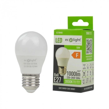 LED žiarovka P45 E27 10W 900lm 3000K teplá biela Ecolight