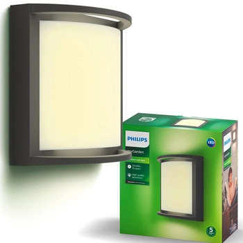 Záhradné nástenné svietidlo Vonkajšie fasádne svietidlo LED 3,8 W 800 lm 2700 K antracitová Samondra Ultra Efficient Philips