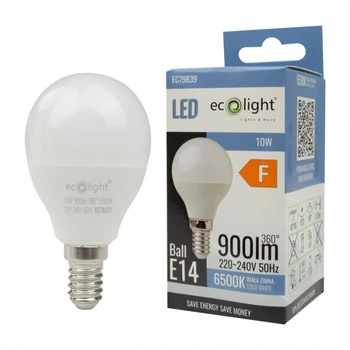 LED žiarovka P45 E14 10W 900lm 6500K studená biela Ecolight