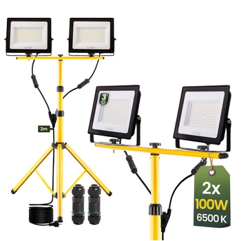 LED reflektor 2x 100W Pracovná LED lampa Stavebný statív 6500K