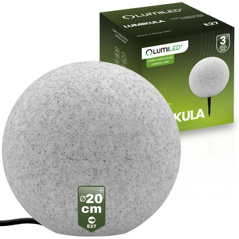 LED LUMIKULA 20cm E27 IP65 LUMILED Vonkajšia kamenná guľová záhradná lampa