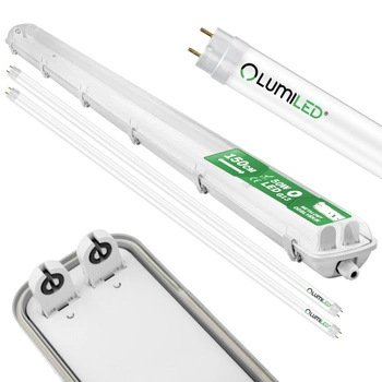 Ohňovzdorné svietidlo 150cm 2xT8 G13 IP65 + LED žiarivky 25W 6500K Lumiled
