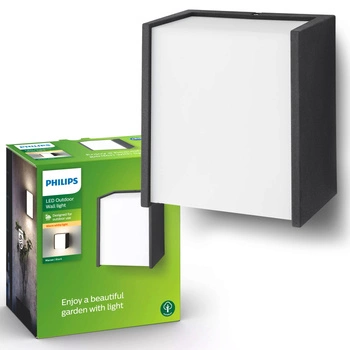 Záhradné nástenné svietidlo Vonkajšia fasádna LED lampa 3W 270lm 2700K IP44 Black Macaw Philips