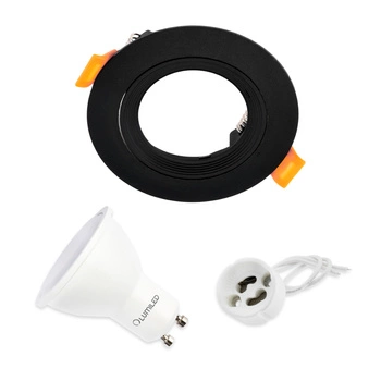 Sada halogénového svietidla VENTUS Black Round + LED žiarovka GU10 1 5W teplá biela 120° Lumiled