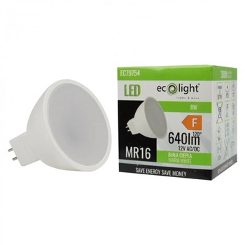 LED žiarovka reflektor MR16 GU5.3 8W 640lm 3000K teplá biela 12V Ecolight