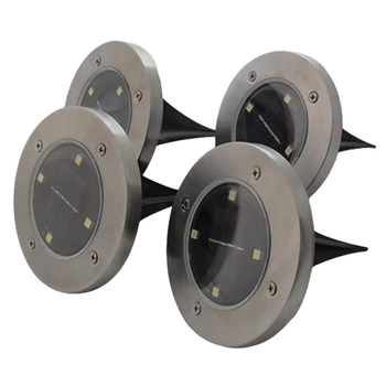 Sada 4x solárne záhradné svetlá LED poháňané disky 0,4W 5500-6000K studené so súmrakovým senzorom IP54 čierne Masterled