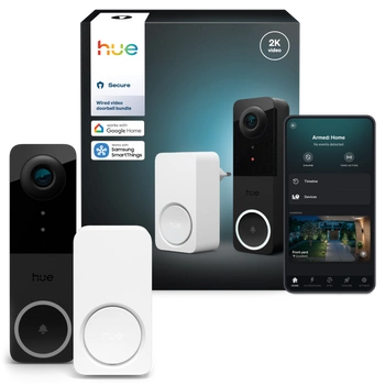 Inteligentný videozvonček s IP kamerou 2K QHD 1440p CMOS Black SMART Zigbee WiFi zvonček + biely gong Bezpečný prijímač Philips HUE