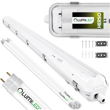 Ohňovzdorné svietidlo 150cm 2xT8 G13 IP65 + LED žiarivky 25W 4000K Lumiled