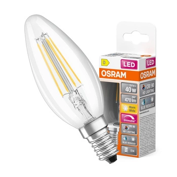 LED žiarovka B35 sviečka E14 3,4W = 40W 470lm 2700K teplá biela CRI90 300° Filament Dimmable SUPERSTAR PLUS CLASSIC Osram