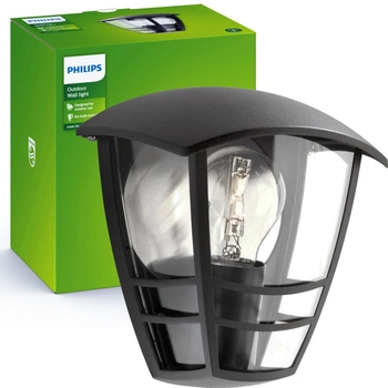 Záhradné nástenné svietidlo Vonkajšia lampa E27 IP44 Black Creek Philips