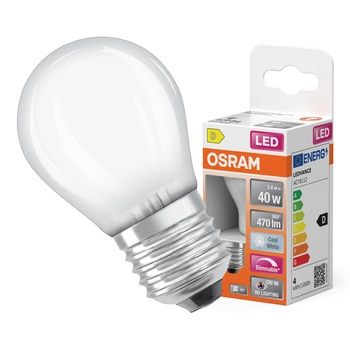 LED žiarovka P45 guľka E27 3,4W = 40W 470lm 4000K neutrálna biela CRI90 300° Stmievateľné vlákno SUPERSTAR PLUS CLASSIC Osram