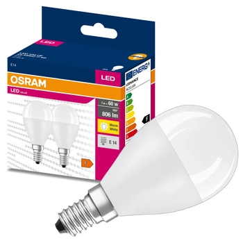 2x LED žiarovka P45 guľka E14 6,5W = 60W 806lm 2700K teplá biela 150° VALUE CLASSIC Osram