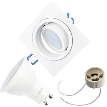 Svietidlo HALOGEN GU10 MR16 Square White CASSIO LUMILED + LED žiarovka GU10 6W = 60W 580lm neutrálna biela