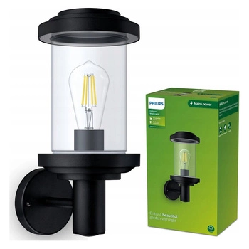 Záhradné nástenné svietidlo Vonkajšia fasádna lampa E27 čierna Listra Philips
