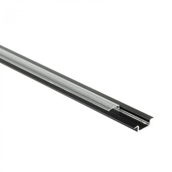 Hliníkový LED profil na zapustenú montáž čierny 1 m s priehľadným difúzorom pre LED pásy + krytky Ecolight série P