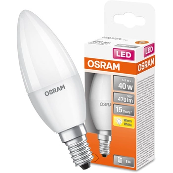 LED žiarovka B37 sviečka E14 4,9W = 40W 470lm 2700K teplá biela 180° STAR CLASSIC Osram