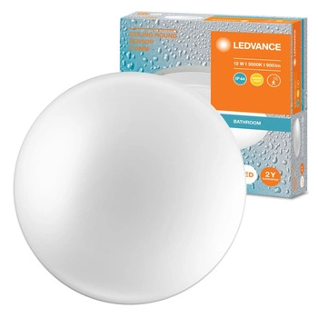 Stropný LED plafón 12W 900lm 3000K, teplá biela IP44 biely so zvukovým senzorom Strop Ledvance
