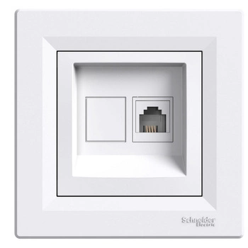Telefónna zásuvka RJ11 s rámčekom biela SCHNEIDER ASFORA