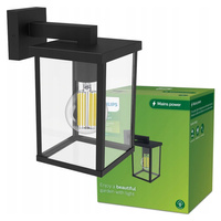 Záhradné nástenné svietidlo Vonkajšia lampa E27 IP44 čierna Bellini Philips