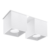 Stropné svietidlo na povrchovú montáž 2x GU10 Square White Modern Quad Sollux