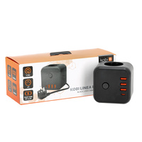 Sieťový predlžovací kábel 3x uzemnená zásuvka Napájací pásik 3x USB-C vypínač 1,5 m čierny Linea Pro Cube Kobi