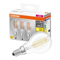 3x LED žiarovka P45 guľka E14 4W = 40W 470lm 2700K teplá biela 300° BASE Osram