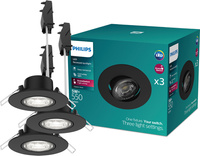 3x LED zapustené svietidlo 5W 550lm 4000lm, neutrálna biela, neutrálna biela pohyblivé okrúhle čierne stmievateľné 3-STEP SceneSwitch Cilantro Philips