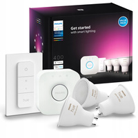 3x LED žiarovka GU10 reflektor 4,2W = 50W 400lm 2000-6500K CCT + RGB SMART Smart Bluetooth ZigBee White and Color Ambiance + Bridge Bridge + PILOT Regulátor Philips HUE Starter Kit