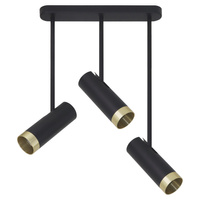 Bodové reflektorové stropné svietidlo 3x GU10 čiernozlaté PORTO Sanico Goldlux